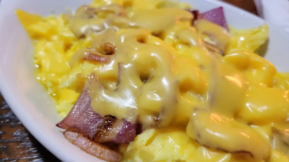 Scrambled Eggs with Onions and Cheese